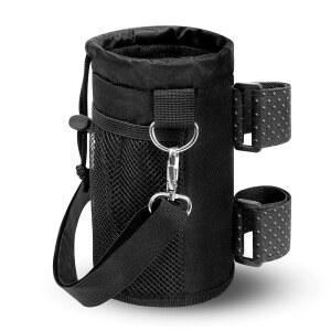 자전거, 휠체어 및 스쿠터용 컵 홀더, 자전거용 물병 워커, 유모차, Utv, ATV e바이크 비치, 스트랩 넷 포켓이 있는 범용 음료 홀더 액세서리 - 블랙