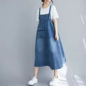 등조임 F42595 루즈핏 롱멜빵청원피스 롱데님원피스_19952898_667501