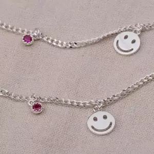 [애슬릿] 925 실버 스마일 탄생석 팬던트 은 팔찌