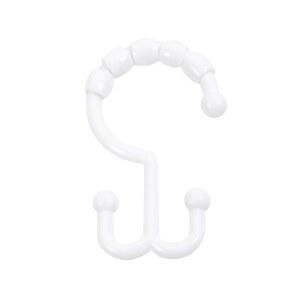 KENNEY KN67125 방지 쉬운 글라이딩 비즈 사용 화이트 샤워 후크 세트 욕실 12개 플라스틱 걸이 설치 봉용 표준 이중 커튼