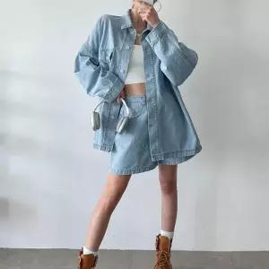 [신상오픈런]연청반바지 에이라인 오버핏 워크셔켓 청남방 투피스 (31715848)