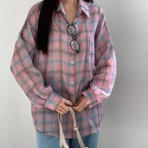 [신상오픈런]체크롱셔츠 기본핏 개강룩 청바지코디 얇은긴팔 면남방 (30551422)