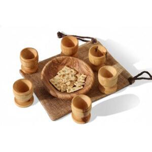 올리브 나무 성찬식 세트 베들레헴에서 미니 장식 기독교 제작된 전통적인 성지 수작업으로 접시 가족 키트 선물 예배 정통 6개