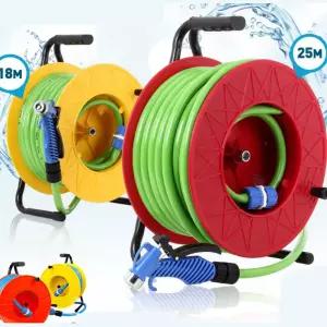 원예 화훼 레버 압력 릴호스 호스릴 18m 수도꼭지 베란다청소 세차 워터릴 워터건