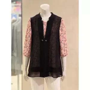 [하프클럽/] 세이브존01 쉬폰  V넥 베스트 VT4230