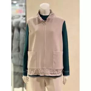 [하프클럽/] 세이브존01 배색  프릴 스트링 집업 베스트 (2color) VT3103