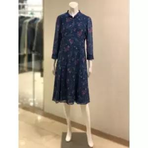 [하프클럽/] 세이브존01 프릴 쉬폰 배색 플로럴 원피스(2color) OP3304