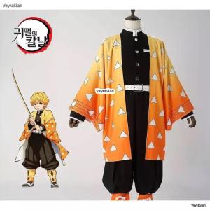 귀멸의 칼날 젠이츠 코스프레 귀살대 의상 귀칼옷 코스튬 아가츠마