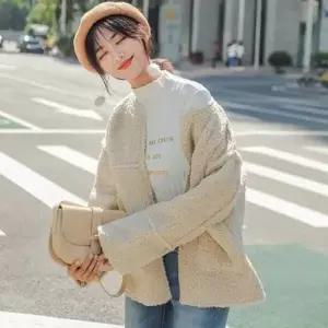 여자 방한 공항 스타일 패션 여행 양털 무스탕 자켓_20226681_667501