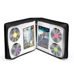 LIOVDE DVD 케이스 128장의 DVD와 64개의 소책자 용량, CD/블루레이 저장 바인더 케이스, 삽입 미디어 정리함 홀더 블랙 블루레이 지갑 자동차용 (128개 용량)