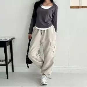 여성 6컬러 립스톰 윙클 와이드핏 스트링 카고바지_20177242_667501