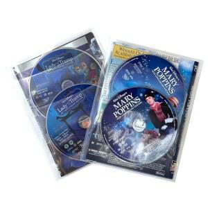 CheckOutStore 디스크 및 DVD 소책자 2개용 클리어 CPP 슬리브 - 원피스 디자인 스크래치 방지, 먼지 제거, 공간 효율적인 보관(50팩)
