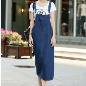 여자 멜빵 치마 진청 데님 스커트 캐주얼_20175554_667501