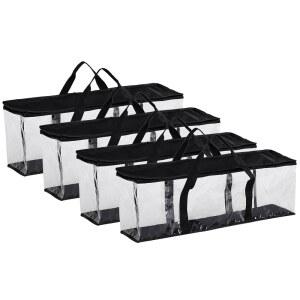 Fasmov DVD 보관 가방 4개 세트 최대 160개의 DVD(각 40개), 손잡이가 있는 방수 홀더 케이스, DVD, CD, 비디오 게임, 도서용 투명 PVC 미디어 보관함