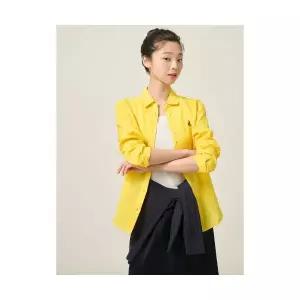 매장정품 빈폴 BEANPOLE LADIES 리넨 솔리드 레귤러핏 셔츠 옐로우 (BF5364E01E) BF5364E01E 180531