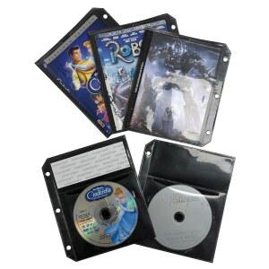 체크아웃스토어 50 블랙 CD/DVD 하프 시트 스토리지 3링 바인더 파일 슬리브 및 소책자