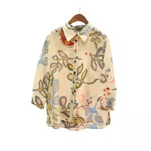 비꼴리끄 린넨 프린트 칠부소매 블라우스 1139729