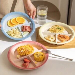 원형 도자기 식판 예쁜 3구 깊은 다이어트 가정용 성인