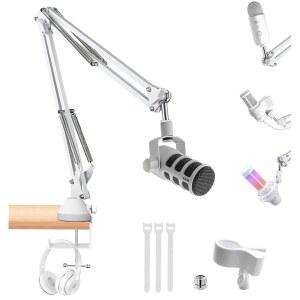 Rode PodMic 및 MV7+ 화이트 QuadCast Solocast 호환되는 마이크와 블루 HyperX 마이크