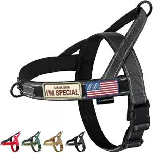 부드러운 패딩 처리된 손잡이 반사 스트립 탈출 방지 및 빠른 착용감으로 반려견 하네스를 조절할 수 있는