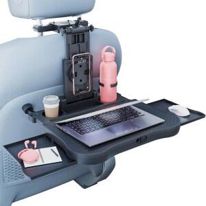 탈루 자동차 뒷좌석 트레이 테이블 안정적인 접이식 음식 노트북 후방 승객 로드 트립 식사 작업 여행을 위한 조절 가능한 여행용 책상