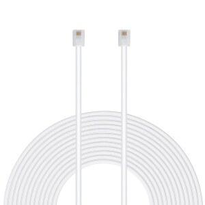 Uvital 100피트 전화 유선 연장 케이블 라인 와이어(표준 RJ-11 6P4C 플러그 포함)(화이트 30.5M, 1팩)