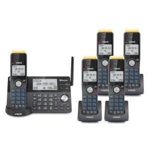 VTech IS8128-51 초장거리 5-핸드셋 DECT 6.0 무선 전화기(응답기 포함), 2300피트 거리, 통화 차단, 셀에 블루투스 연결, 인터콤