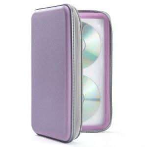 UENTIP 96 용량 CD 케이스, 휴대용 DVD 하드 플라스틱 케이스 홀더 정리함 지갑 보호 보관함(라벤더, 96)