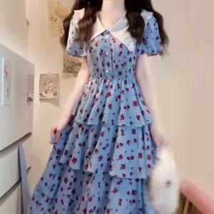 포뇨 여성 빅사이즈 슬림핏 쉬폰 레이스 페이크 투피스 케익롱스커트 OPH1