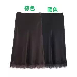 포뇨 여성 가을 레이스 장식 새틴 질중기장 스커트 OPH3