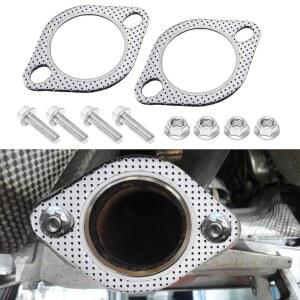 2 PCS 자동차 배기 개스킷, 2.5인치 2볼트 파이프 플랜지 개스킷 교체, 나사 4개 포함, 헤더용 액세서리 고온 캣백, 액슬백, MLSG(2.5IN+스크류)