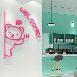 밀크티 가게 장식 스티커 카페 케이크 디저트 포토존 배경벽 꾸미기