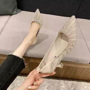 비즈 웨딩슈즈 파티드레스 신발 무도회 큐빅 뾰족코
