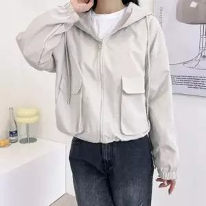 하이넥 스타일 여자 아웃포켓 후드점퍼 바람막이_20282996_667501