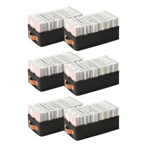 와나퓨어 CD 보관함-6팩 케이스 홀더, 최대 120개의 전체 보석 케이스, 손잡이가 있는 접이식 보관 캐비닛, 검은색