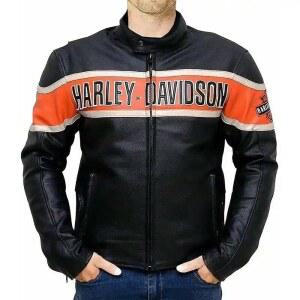 JACKETHUB 블랙 할리 바이커 데이비슨 스타일 빅토리아 가죽 레인 남성용 재킷 오토바이