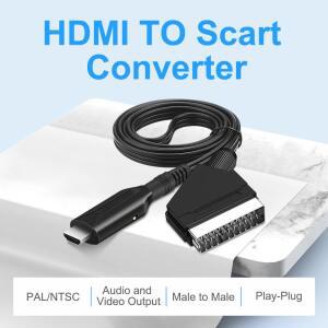 1080P SCART-HDMI 비디오 오디오 고급 변환기 AV 신호 HDMI-SCART 어댑터 HD 수신기 TV DVD(USB 전원 케이