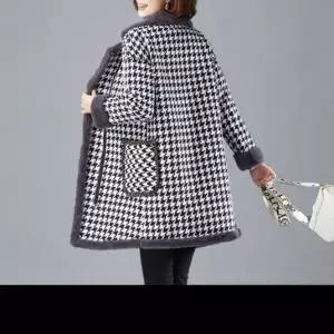 하운드 안감 퍼 체크 하프 모직 코트 자켓 양털 무스_20343068_667501