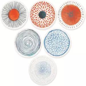 컵과 컵을 위한 코크 베이스 테이블탑 보호 매트가 있는 음료 흡수 원형 세라믹 스톤 코스터 6종 세트