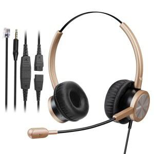 콜 센터 데스크폰 휴대폰 PC 노트북용 RJ9 및 3.5mm 잭이 장착된 MAIRDI 전화 헤드셋, 폴리콤 아바야 노르텔용 마이크 노이즈 캔슬링이 가능한 오피스 유선 헤드셋