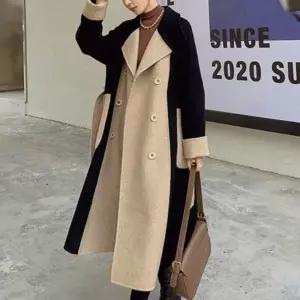 여성 30대 40 시크 패션 유니크 배색 모직 코트 밍크_20343062_667501