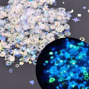 빛나는 스팽글 DIY 에폭시 송진 필링 쉘 오목 자두 눈송이 원형 비즈 혼합 보석 공예 제작 10g