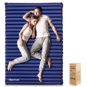 하이켄츄어 더블 슬리핑 펌프스팩 두께 캠핑 컴팩트한 텐트 코트 사이즈 가볍고 2인용 공기 매트 배낭 자동차 매트리스 하이킹 추가 3.75인치 퀸 패드 네이비