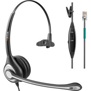 Wantek 전화 헤드셋 유선 RJ9 헤드폰, 마이크 및 노이즈 캔슬링 헤드셋, Plantronics Polycom VVX310 410 Yealink S12 Avaya 1408 1416,