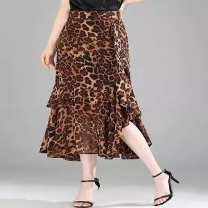 라인댄스의상 쉬폰 롱스커트 프릴 댄스복 탱고 데일리룩