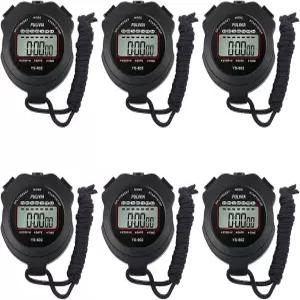 코치를 위한 PULIVIA 6팩 디지털 스톱워치 스포츠 타이머 시계 알람 캘린더 간단한 체육 교사 심판 블랙