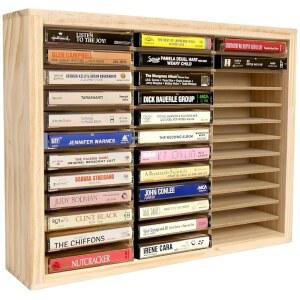 와라타 디자인 카세트 테이프 보관 랙, 36슬롯 우드 홀더, 벽걸이 또는 독립형 오디오 정리함, 카드 보관함 재생, 미완성 소나무
