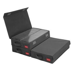 NUSWOR 스태커블 카세트 테이프 보관함 - 뚜껑이 있는 방진 랙 오디오 홀더 팩 3개 포함 144개의 케이스 16.34 x 9.25 3.4 인치 u2013 그레이