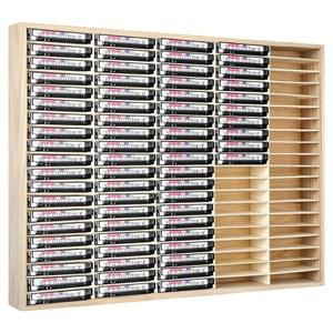 Marsui 100 슬롯 카세트 테이프 보관 홀더 나무 오디오 정리함 랙 컬렉션 액세서리용