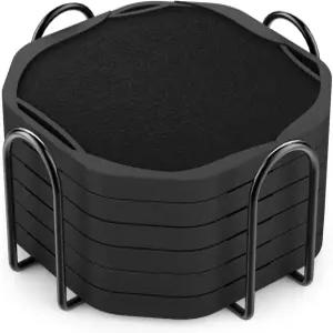 홀더가 있는 음료용 UMIRRO 흡수형 코스터 커피 테이블 장식용 펠트 인서트가 블랙 실리콘 컵 남성 아빠 그